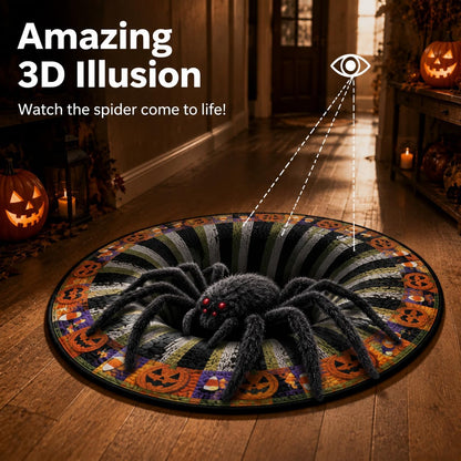 Halloween 3D Rug, 3Doptical Illusion Skeleton Abyss round Area Rug, Spooky Indoor Floor Mat for Living Room Bedroom Entryway and Halloween Party Decor (80 * 80Cm) (Rug-12)
