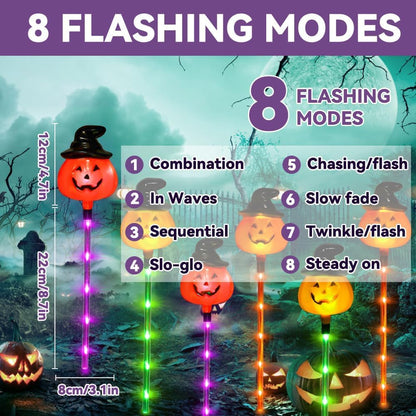 Set of 6 Halloween Pumpkin Stake Lights Halloween Outdoor Yard Decorations