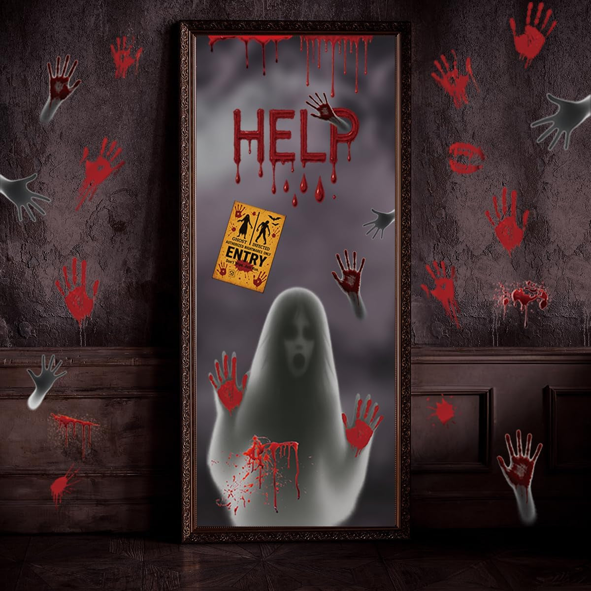 Oversized Halloween Window Decals - Spooky Blood-Themed Decorations