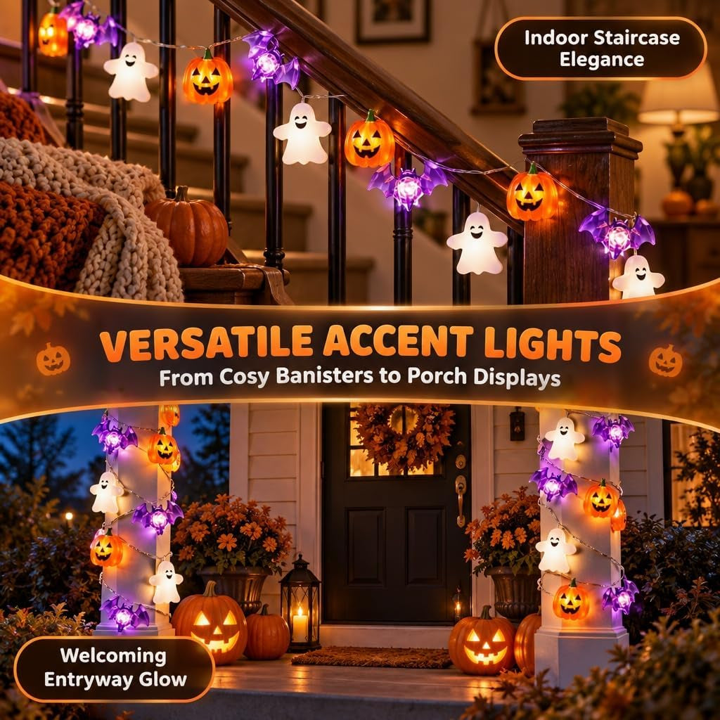 20 LED Battery-Operated Halloween String Lights for Outdoor Use - 2M Length