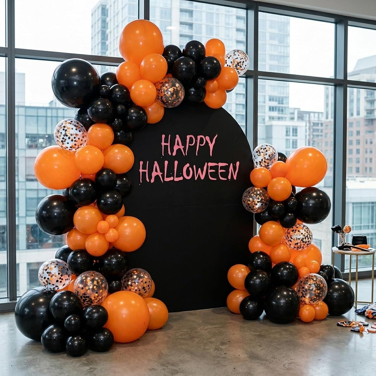 62-Piece Halloween Balloon Set in Black and Orange for Festive Decorations