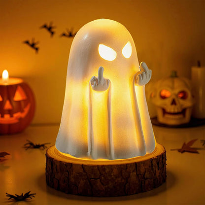 Charming Polyresin Halloween Ghost Figurine - Elegant Light Up Home Decor Accent for Parties and Indoor/Outdoor Display