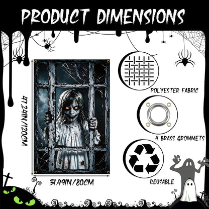 Scary Halloween Window Decorations,80X120Cm Outdoor & Indoor Party Decor