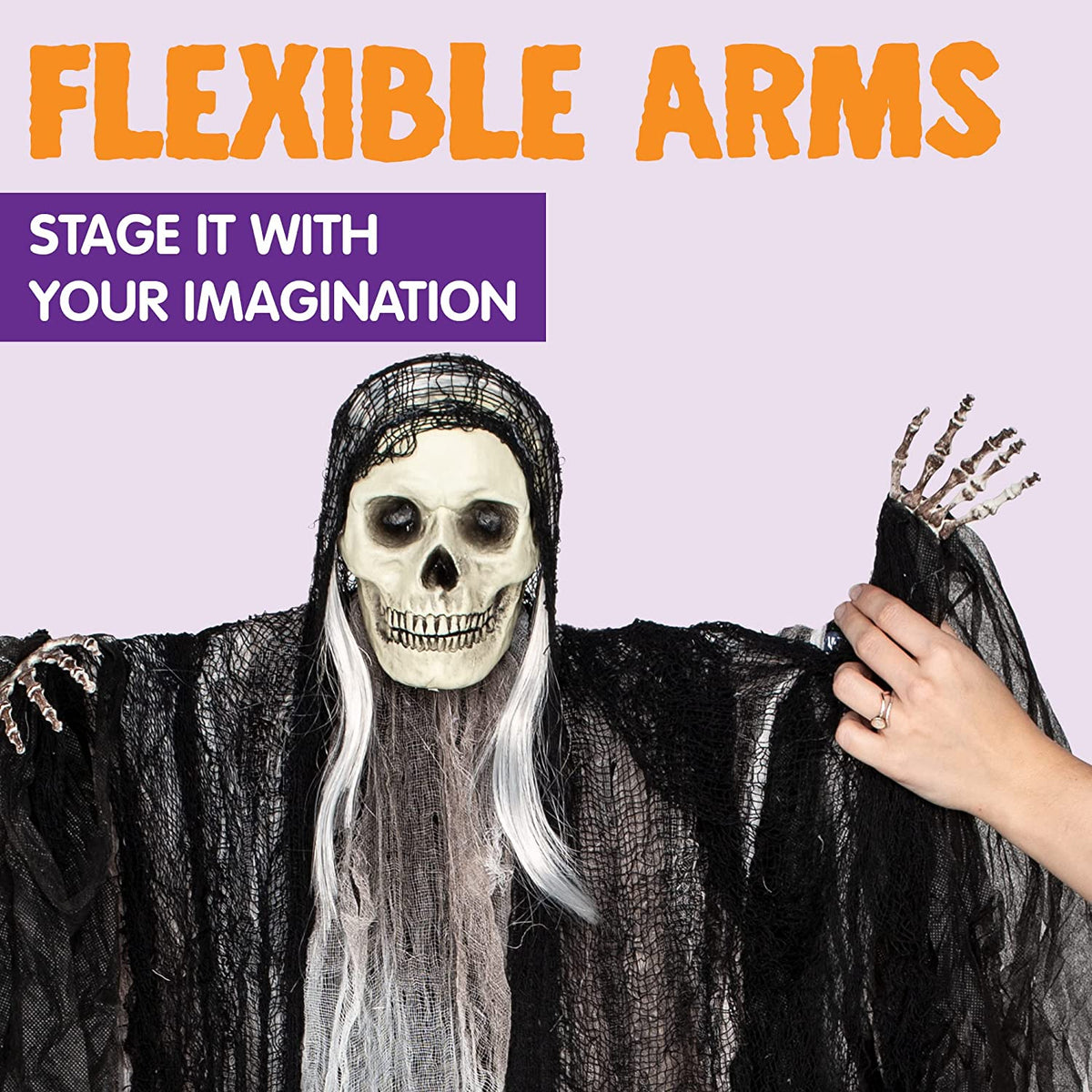 3 Pack Hanging Halloween Skeleton Ghosts Decorations, Grim Reapers for Halloween Outdoor Decorations