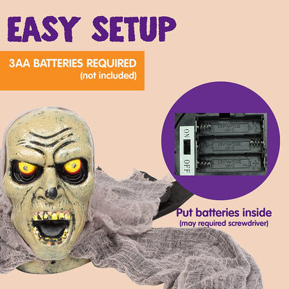 Zombie Halloween Decoration Outdoor Groundbreaker Scary Halloween Graveyard Decor with Sound and Flashing Eyes for Yard Garden, outside Lawn Haunted House Prop