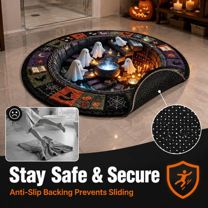 Halloween 3D Rug, 3Doptical Illusion Skeleton Abyss round Area Rug, Spooky Indoor Floor Mat for Living Room Bedroom Entryway and Halloween Party Decor (80 * 80Cm) (Rug-15)